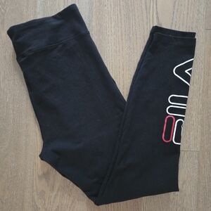 Fila Black Leggings with Red and White Logo